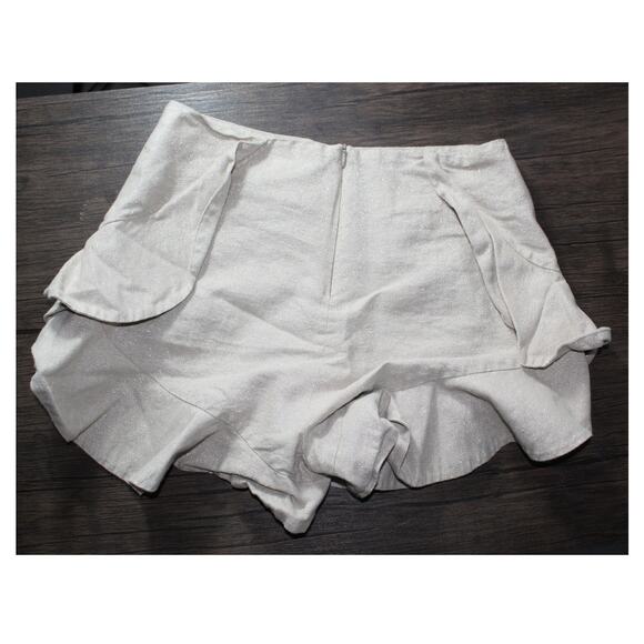 Alix Women's Ruffle Shorts Metallic Shimmer Linen Blend Silk Size US 10 - Picture 2 of 9